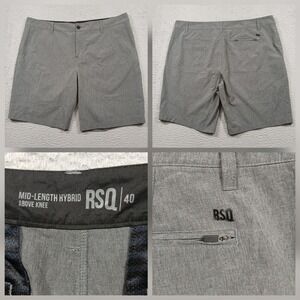 RSQ Mid-Length Hybrid Above Knee Shorts Mens 40 Grey Heathered Stretch